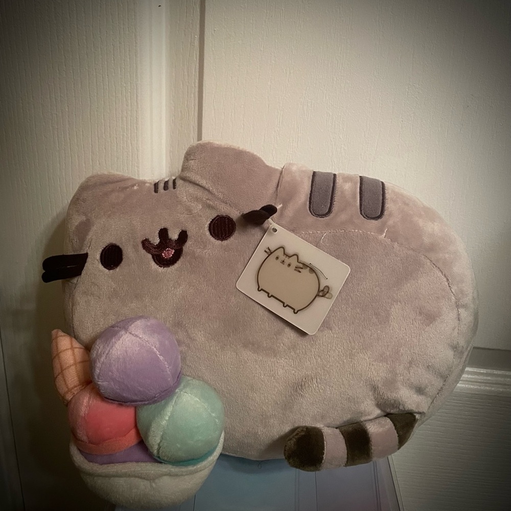 Pusheen Gray Cat Stuffed Animal with Ice Cream plush